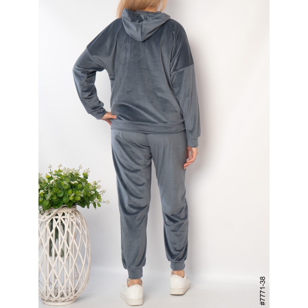 7771-38 Спортивний костюм жіночий велюр напівбатал (3 од: 48,50,52)