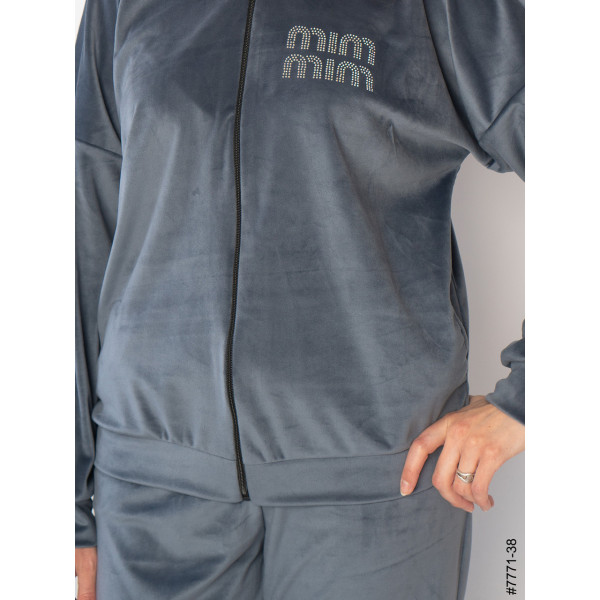 7771-38 Спортивний костюм жіночий велюр напівбатал (3 од: 48,50,52)