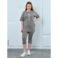 1661-34 Костюм жіночий футболка + бриджі кулір напівбатал (3 од:48,50,52)