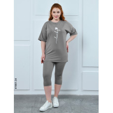 1661-34 Костюм жіночий футболка + бриджі кулір напівбатал (3 од:48,50,52)