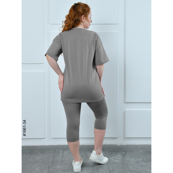 1661-34 Костюм жіночий футболка + бриджі кулір напівбатал (3 од:48,50,52)