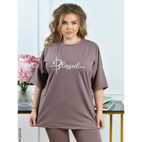 1233-23 Костюм жіночий футболка + бриджі кулір батал (3 од: 54,56,58)