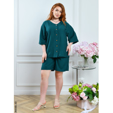 6556-30 Костюм женский рубашка + шорты лен жатка полубатал (3 ед: 48,50,52)