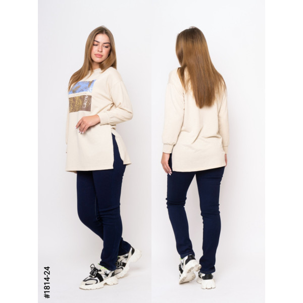 1814-24 Туника жіночі двунитка з принтом батал (3 од: S-M, M-L, L-XL)