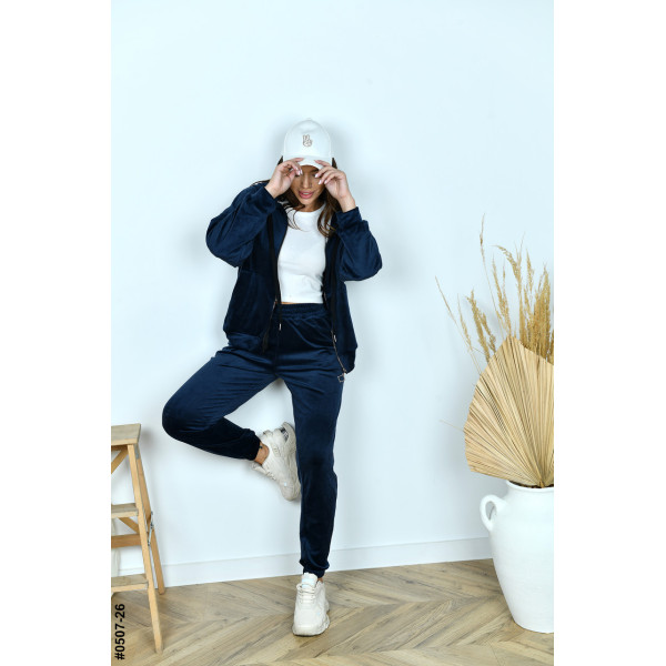 0507-26 Спортивний костюм жіночий на блискавці велюр норма (3 од: 42,44,46)