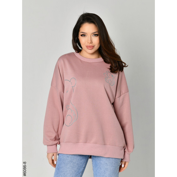 6086-8 Світшот оверсайз жіночий петля напівбатал (3 од: 42-44,46-48,50-52)