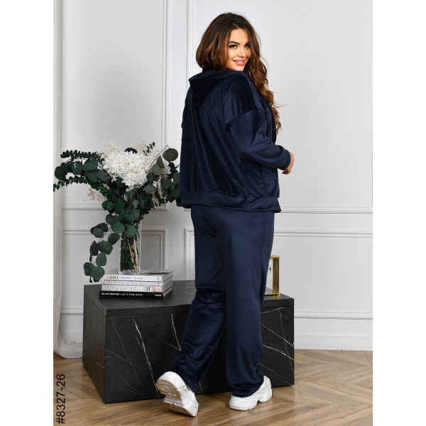 8327-26 Спортивний костюм жіночий на блискавці велюр напівбатал (4 од: 48,50,52,54)