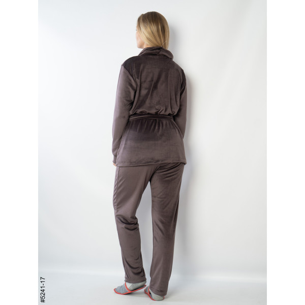 5241-17 Костюм домашній жіночий велюр з камінням (3 од: 42-44,46-48,50-52)