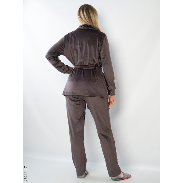 5241-17 Костюм домашній жіночий велюр з камінням (3 од: 42-44,46-48,50-52)