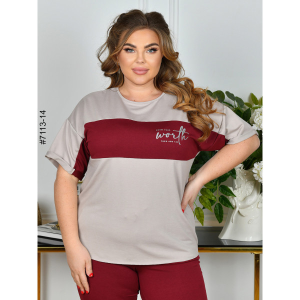 7113-14 Спортивний костюм жіночий двунитка батал (5 од: 52,54,56,58,60)