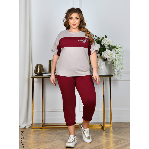 7113-14 Спортивний костюм жіночий двунитка батал (5 од: 52,54,56,58,60)