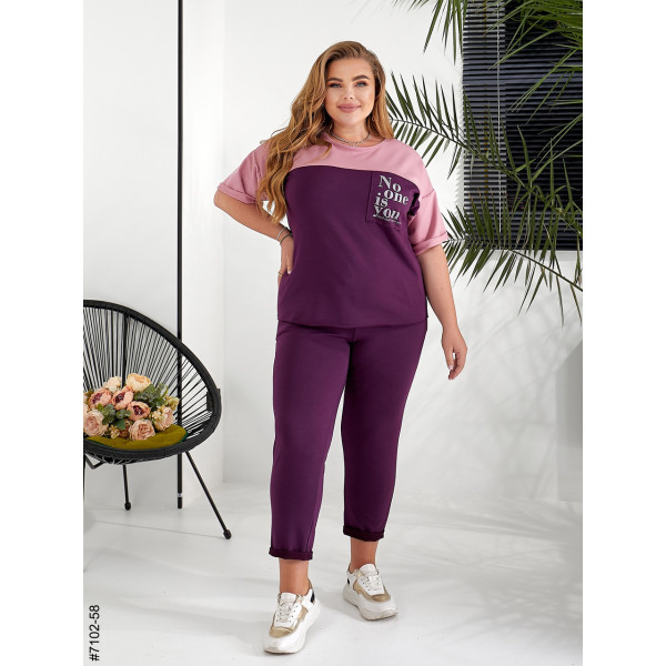 7102-58 Спортивний костюм жіночий двунитка батал (5 од: 52,54,56,58,60)