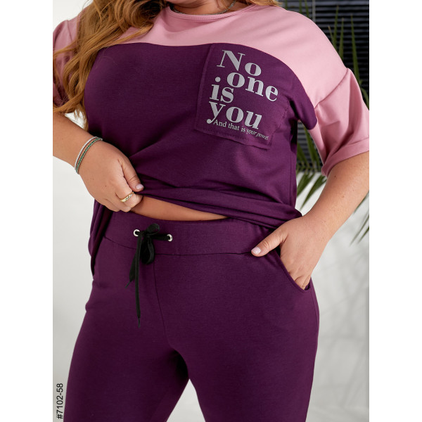 7102-58 Спортивний костюм жіночий двунитка батал (5 од: 52,54,56,58,60)