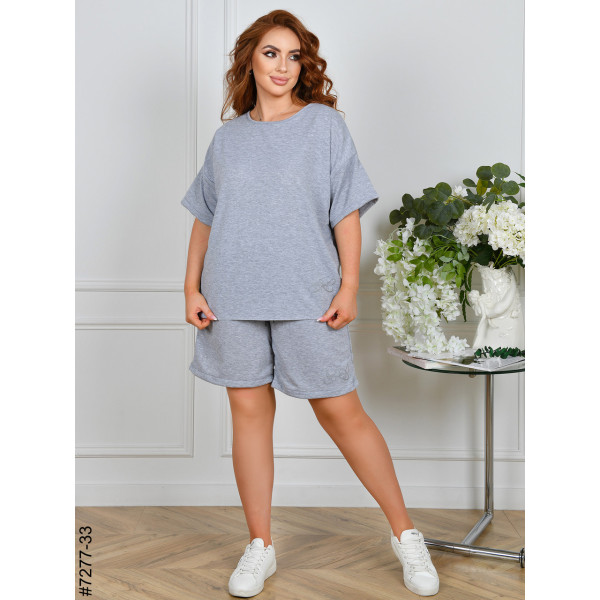 7277-33 Спортивний костюм жіночий двонитка напівбатал (4 од: 48,50,52,54)