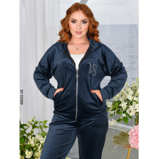 6655-26 Спортивний костюм жіночий на блискавці велюр напівбатал (3 од: 48,50,52)