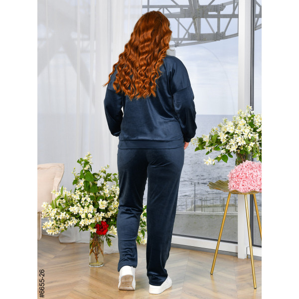 6655-26 Спортивний костюм жіночий на блискавці велюр напівбатал (3 од: 48,50,52)
