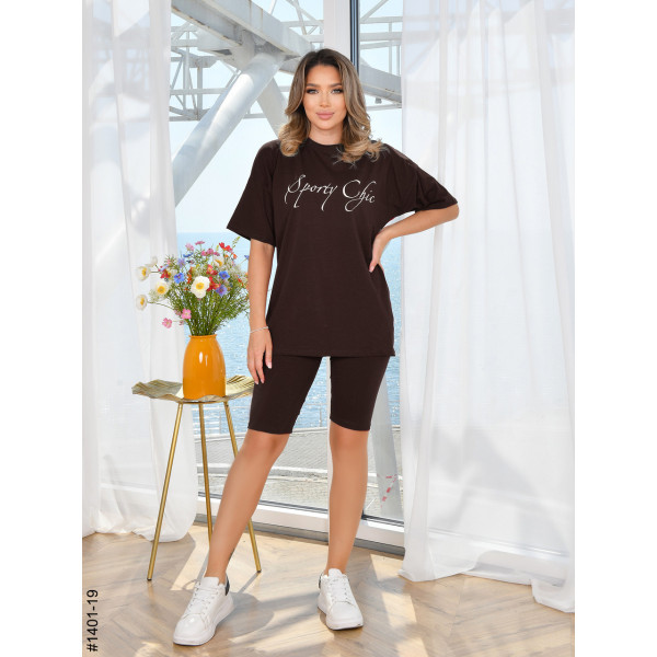 1401-19 Костюм жіночий футболка + велосипедки турецька бавовна норма (3 од:42,44,46)