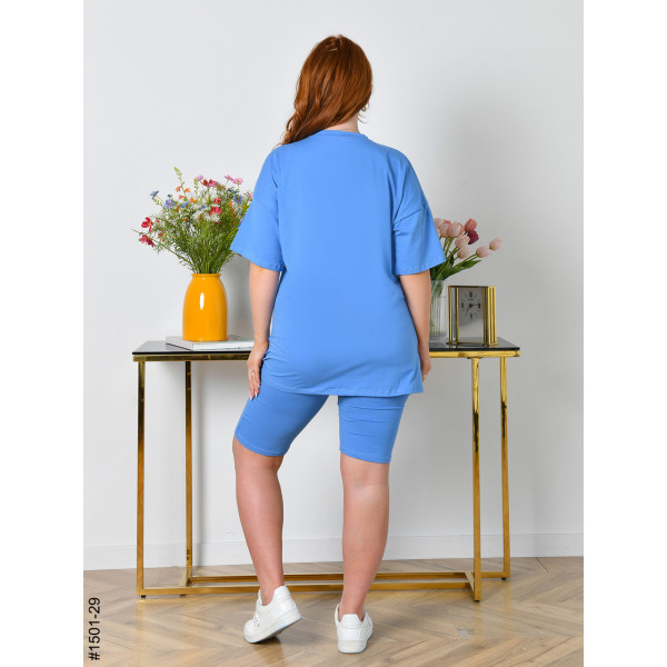 1501-29 Костюм жіночий футболка + велосипедки турецька бавовна напівбатал (3 од:48,50,52)