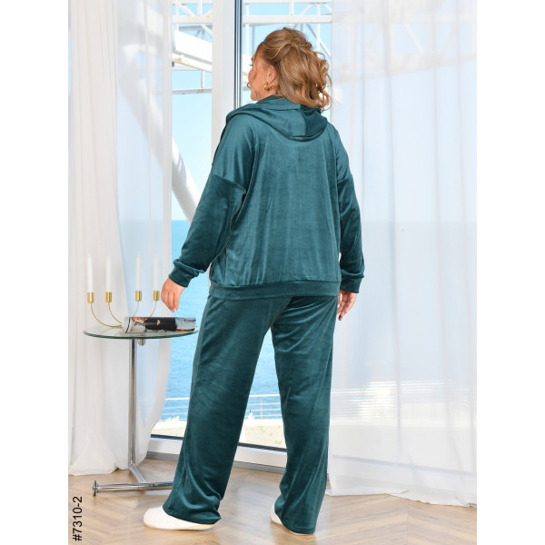 7310-2 Спортивний костюм жіночий на блискавці велюр прямі штани батал (3 од: 50,52,54)