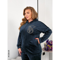 1239-26 Спортивний костюм жіночий на блискавці велюр супербатал (3 од: 54,56,58)