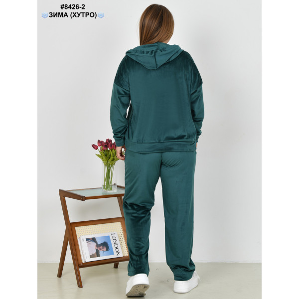 8426-2 Спортивний костюм жіночий на блискавці велюр на хутрі напівбатал (4 од: 48,50,52,54)