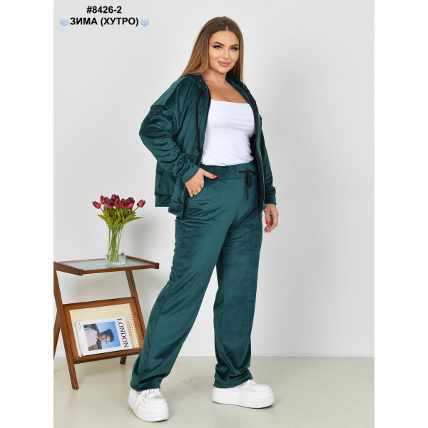 8426-2 Спортивний костюм жіночий на блискавці велюр на хутрі напівбатал (4 од: 48,50,52,54)