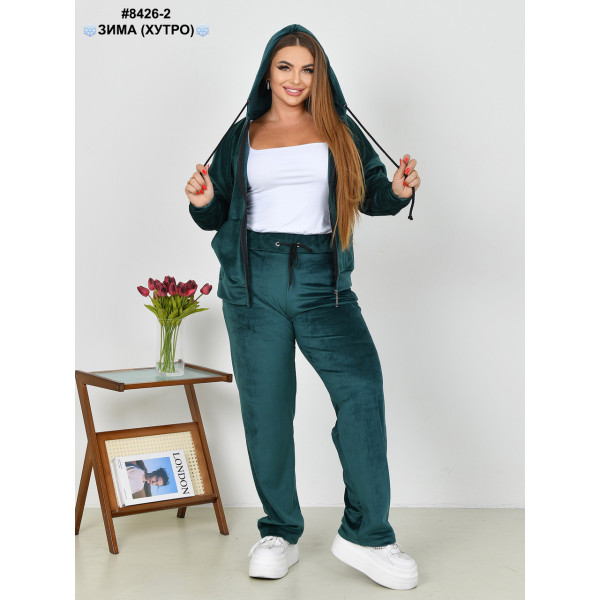 8426-2 Спортивний костюм жіночий на блискавці велюр на хутрі напівбатал (4 од: 48,50,52,54)