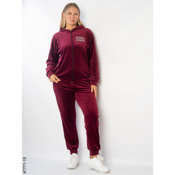 7771-15 Спортивний костюм жіночий велюр напівбатал (3 од: 48,50,52)