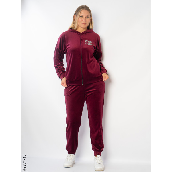 7771-15 Спортивний костюм жіночий велюр напівбатал (3 од: 48,50,52)