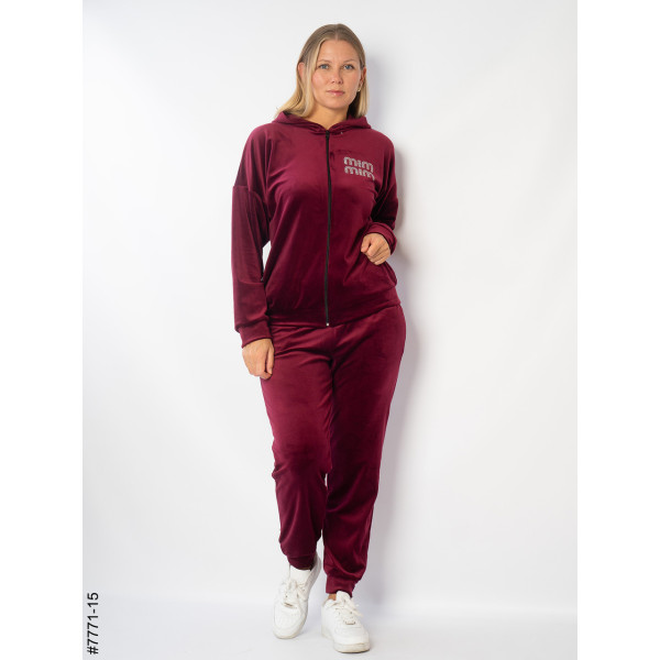 7771-15 Спортивний костюм жіночий велюр напівбатал (3 од: 48,50,52)