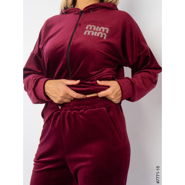 7771-15 Спортивний костюм жіночий велюр напівбатал (3 од: 48,50,52)