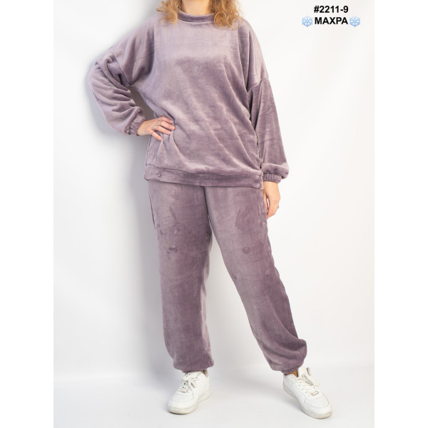 2211-9 Костюм-піжама жіночий махра напівбатал (3 од: 44-46,48-50,52-54)