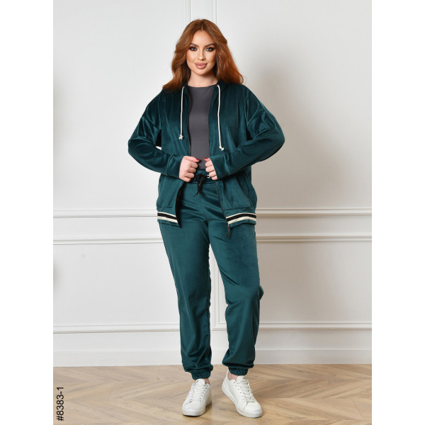 8383-1 Спортивний костюм жіночий на блискавці велюр напівбатал (4 од: 48,50,52,54)