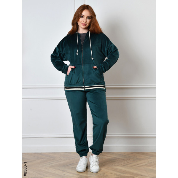8383-1 Спортивний костюм жіночий на блискавці велюр напівбатал (4 од: 48,50,52,54)
