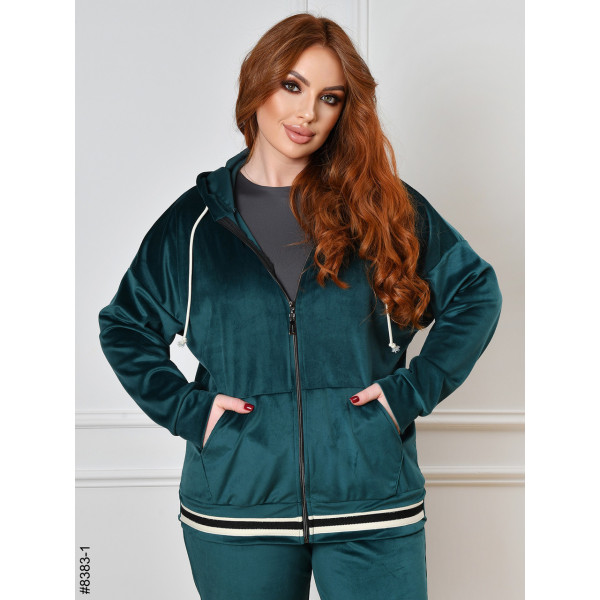 8383-1 Спортивний костюм жіночий на блискавці велюр напівбатал (4 од: 48,50,52,54)