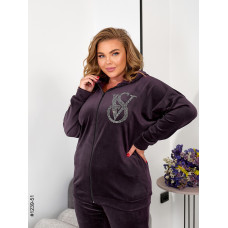 1239-51 Спортивний костюм жіночий на блискавці велюр супербатал (2 од: 56,58)