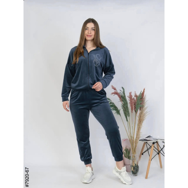 7920-67 Спортивний костюм жіночий велюр напівбатал (3 од: 48,50,52)