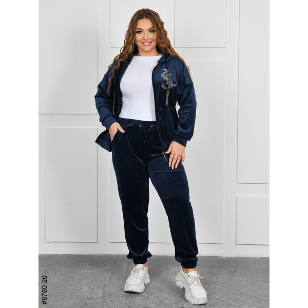 8780-26 Спортивний костюм жіночий на блискавці велюр батал (4 од: 54,56,58,60)