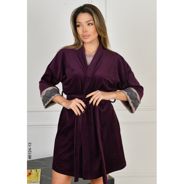 6124-13 Халат костюм трійка жіночий велюр норма (3 од: 42-44,46-48,50-52)