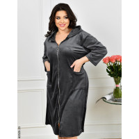 2520-33 Халат жіночий на блискавці з поясом велюр батал (3 од: 52-54,56-58,60-62)