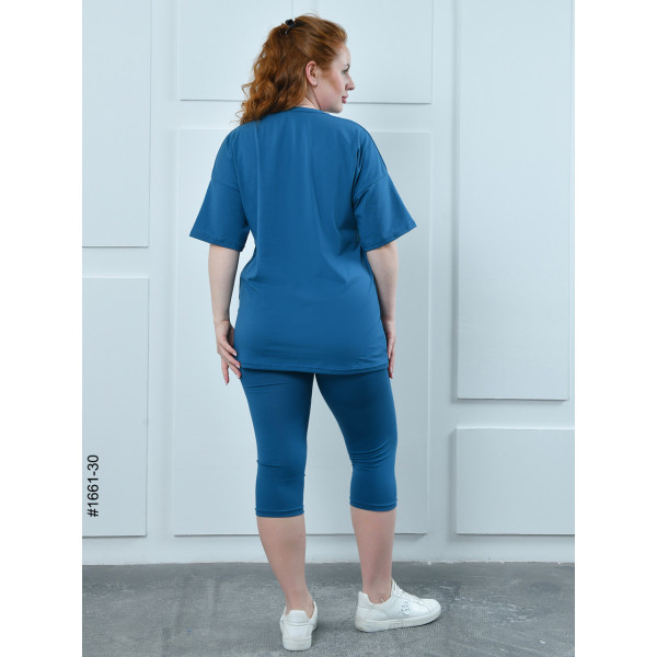 1661-30 Костюм жіночий футболка + бриджі кулір напівбатал (3 од:48,50,52)