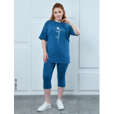 1661-30 Костюм жіночий футболка + бриджі кулір напівбатал (3 од:48,50,52)
