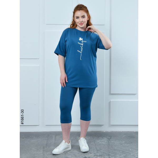 1661-30 Костюм жіночий футболка + бриджі кулір напівбатал (3 од:48,50,52)