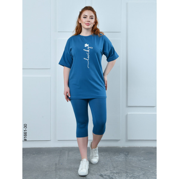 1661-30 Костюм жіночий футболка + бриджі кулір напівбатал (3 од:48,50,52)