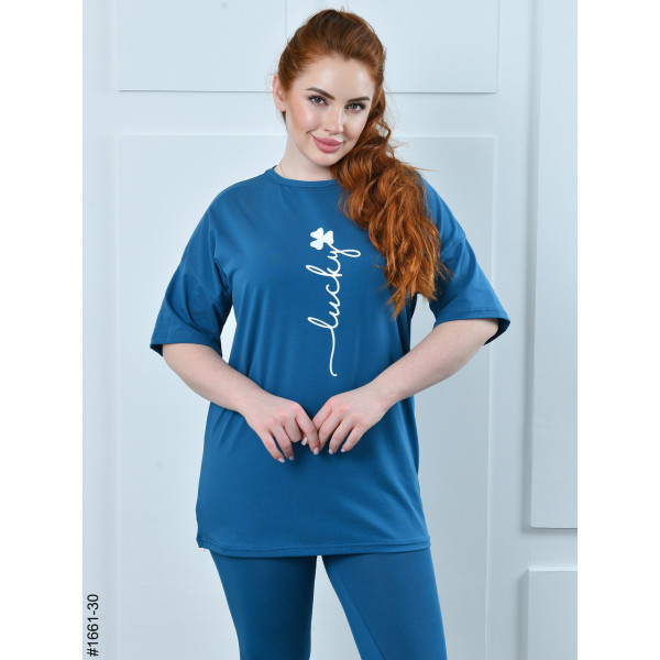 1661-30 Костюм жіночий футболка + бриджі кулір напівбатал (3 од:48,50,52)