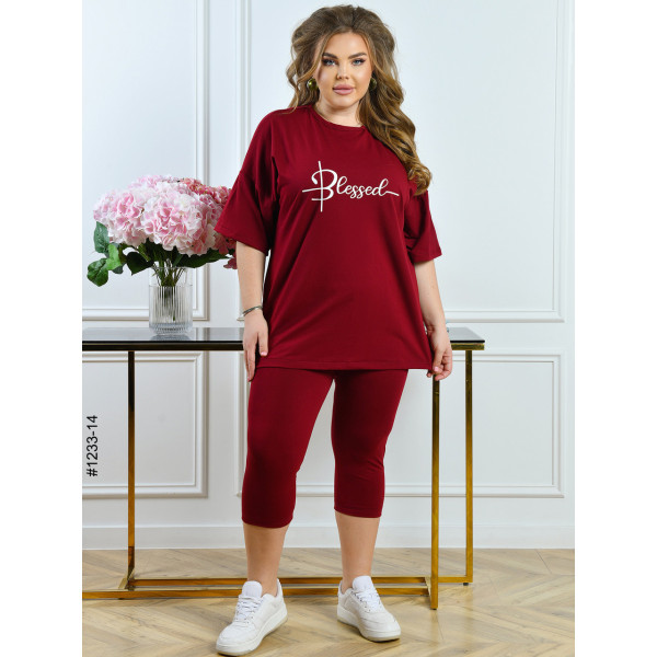 1233-14 Костюм жіночий футболка + бриджі кулір батал (3 од: 54,56,58)