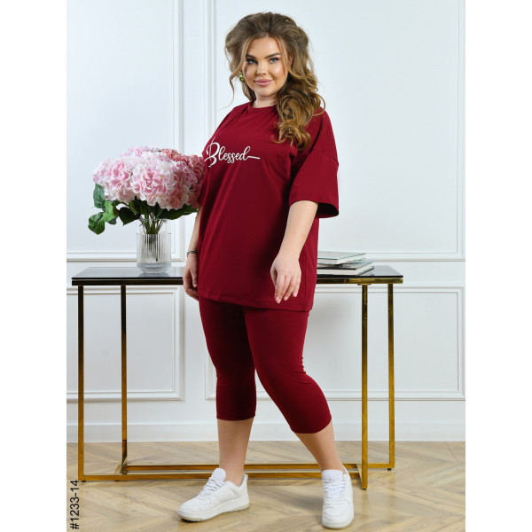 1233-14 Костюм жіночий футболка + бриджі кулір батал (3 од: 54,56,58)