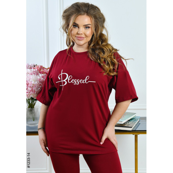 1233-14 Костюм жіночий футболка + бриджі кулір батал (3 од: 54,56,58)