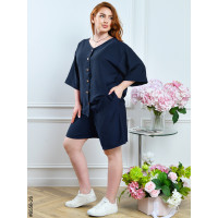 6556-26 Костюм женский рубашка + шорты лен жатка полубатал (3 ед: 48,50,52)