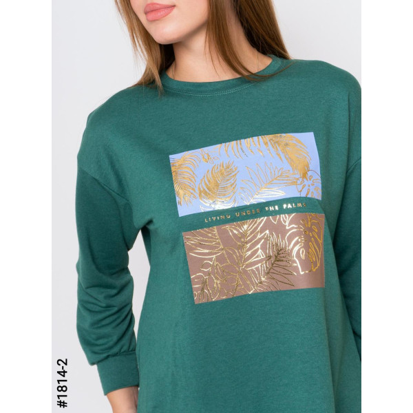 1814-2 Туника жіночі двунитка з принтом батал (3 од: S-M, M-L, L-XL)